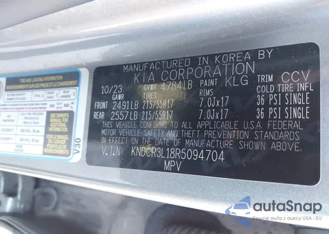 2024 Kia Niro Ev Wind z USA, uszkodzony, nr VIN KNDCR3L18R5094704